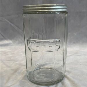 Hoosier Embossed Glass Coffee Jar with Metallic Lid